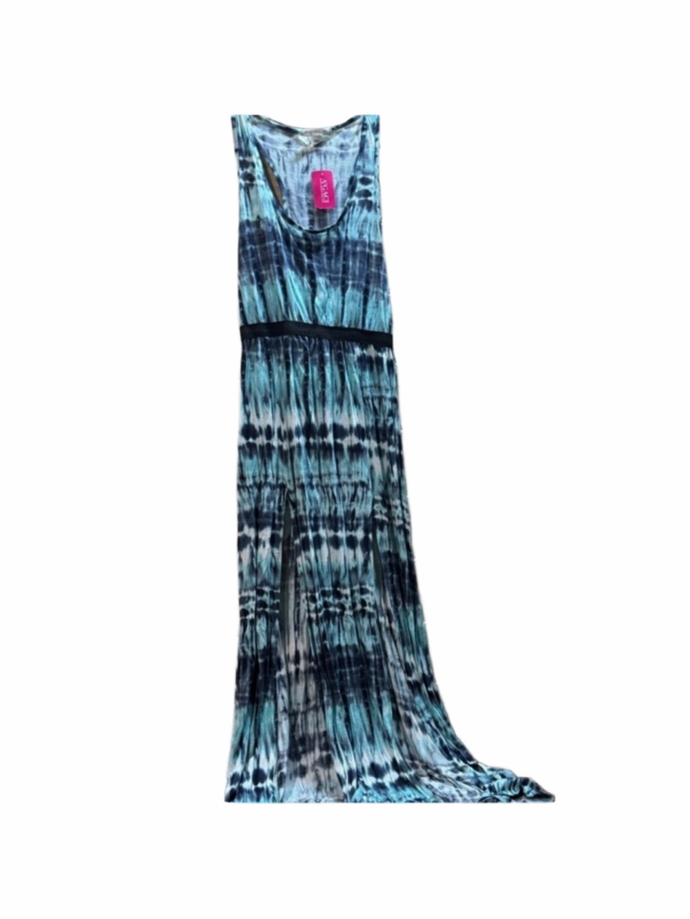 A'gaci Blue Green V Neck Maxi Dress Medium NWT